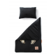 S/M BLACK WINGS SET Velvet Blanket + Pillow pościel niemowlęca czarna biała do wózka do łóżeczka złote skrzydła ze złotymi skrzy